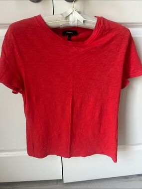 Theory Tomato Red Short Sleeve Crewneck Tee